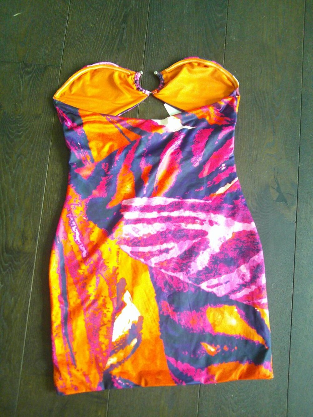 NWT Tiger Mist Pink & Orange Bodycon Strapless Dress - Picture 5 of 6
